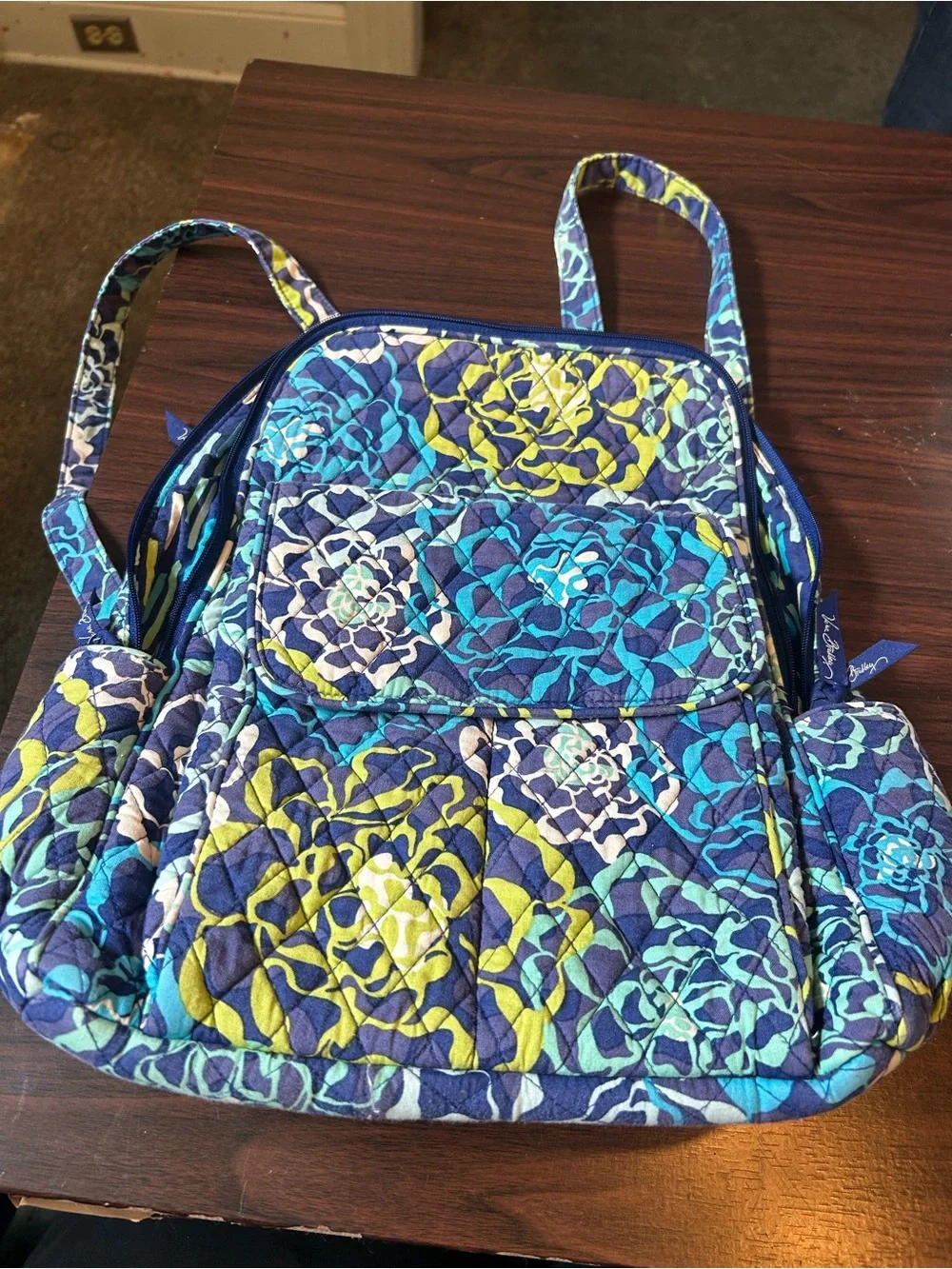 Vera Bradley Floral Pattern Blue & Green Tote Bag